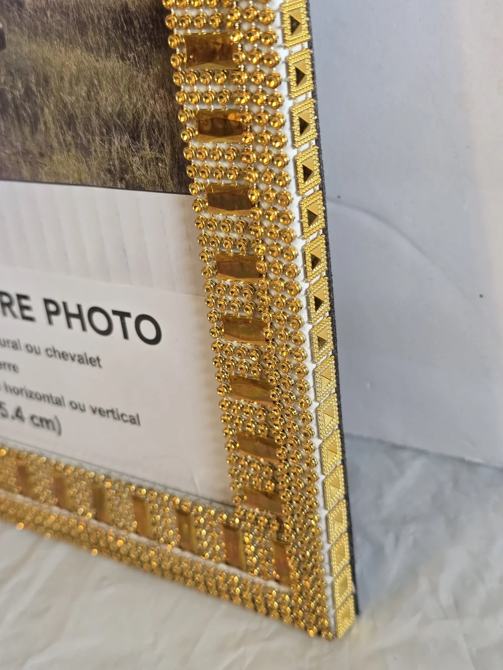 Gold Beaded 8x10 Photo Frame - Decorative Home Accent New Handmade
